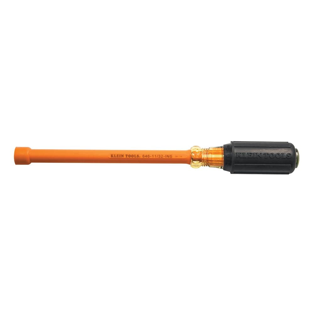 Klein Tools 6461132INS 11/32-Inch Insulated Driver, Made in USA, 6-Inch Hollow Shaft and Cushion Grip Handle