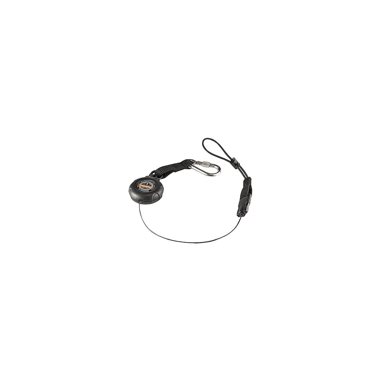 Ergodyne Squids 3001 Retractable Tool Lanyard with Carabiner Mount and Loop Attachment End, Tool Weight Capacity 2 lbs,Black